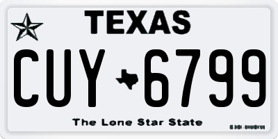 TX license plate CUY6799
