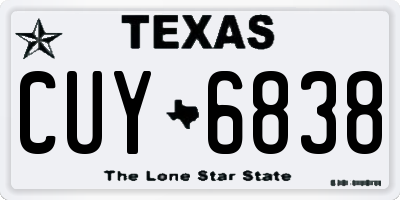 TX license plate CUY6838