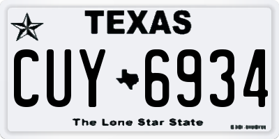 TX license plate CUY6934