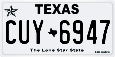 TX license plate CUY6947