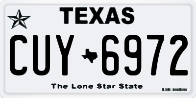 TX license plate CUY6972