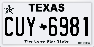 TX license plate CUY6981