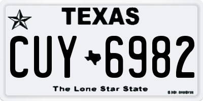 TX license plate CUY6982