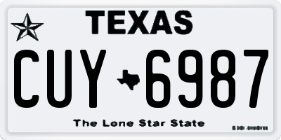 TX license plate CUY6987