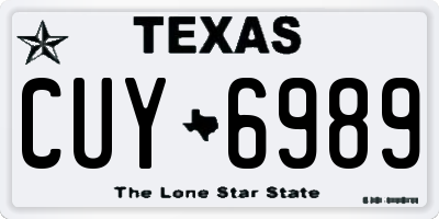 TX license plate CUY6989