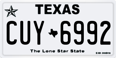 TX license plate CUY6992