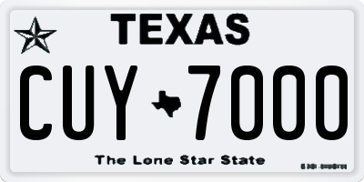 TX license plate CUY7000