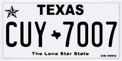 TX license plate CUY7007