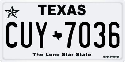 TX license plate CUY7036