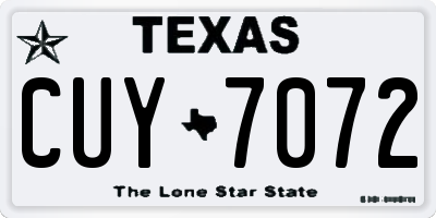 TX license plate CUY7072