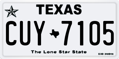 TX license plate CUY7105