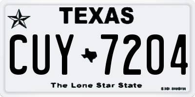 TX license plate CUY7204