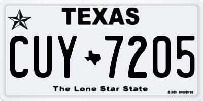 TX license plate CUY7205