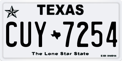 TX license plate CUY7254