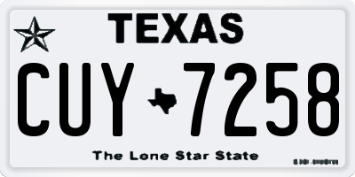 TX license plate CUY7258