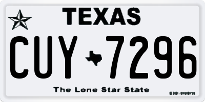 TX license plate CUY7296