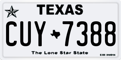 TX license plate CUY7388