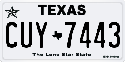 TX license plate CUY7443