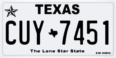 TX license plate CUY7451