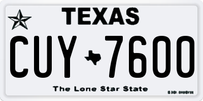 TX license plate CUY7600
