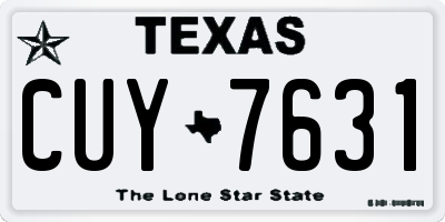 TX license plate CUY7631