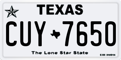 TX license plate CUY7650