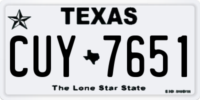 TX license plate CUY7651
