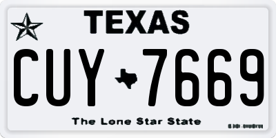 TX license plate CUY7669