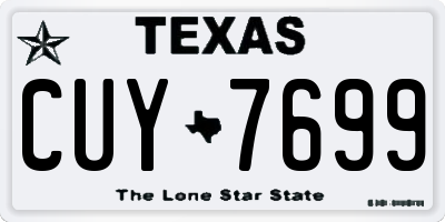 TX license plate CUY7699