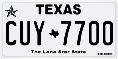 TX license plate CUY7700