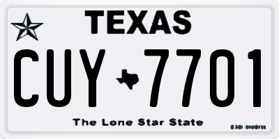 TX license plate CUY7701