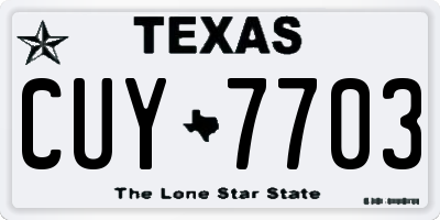 TX license plate CUY7703