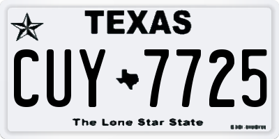 TX license plate CUY7725