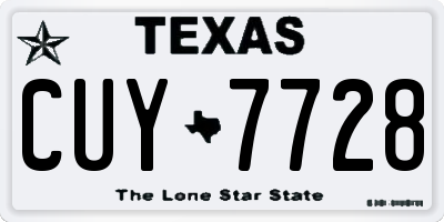 TX license plate CUY7728