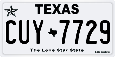 TX license plate CUY7729