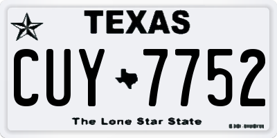 TX license plate CUY7752