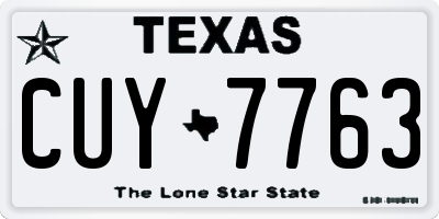 TX license plate CUY7763