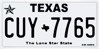 TX license plate CUY7765