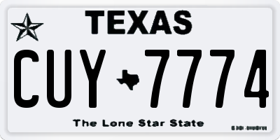 TX license plate CUY7774