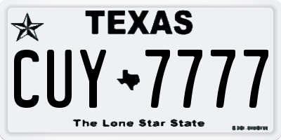 TX license plate CUY7777