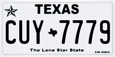 TX license plate CUY7779