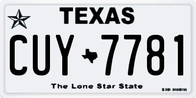TX license plate CUY7781