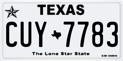 TX license plate CUY7783