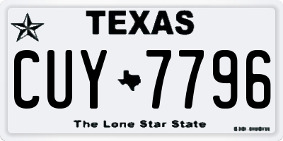 TX license plate CUY7796