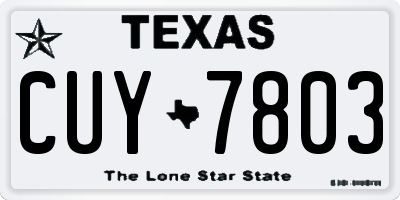 TX license plate CUY7803