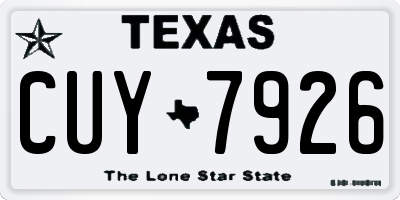TX license plate CUY7926