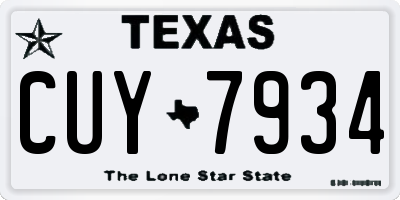 TX license plate CUY7934