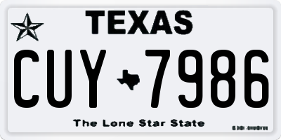 TX license plate CUY7986