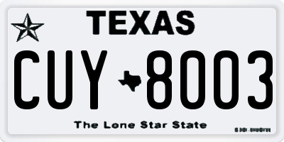 TX license plate CUY8003