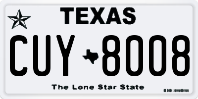 TX license plate CUY8008